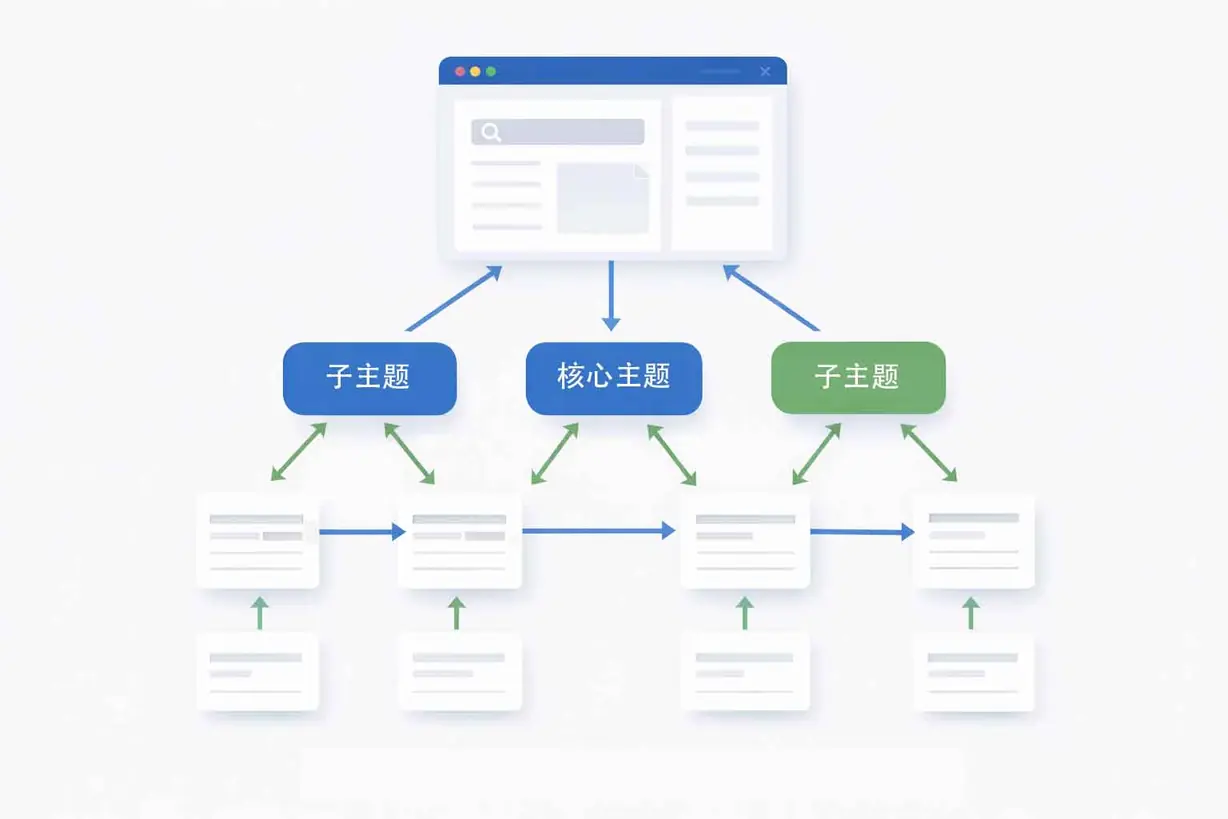 网站主题结构与内链关系示意图