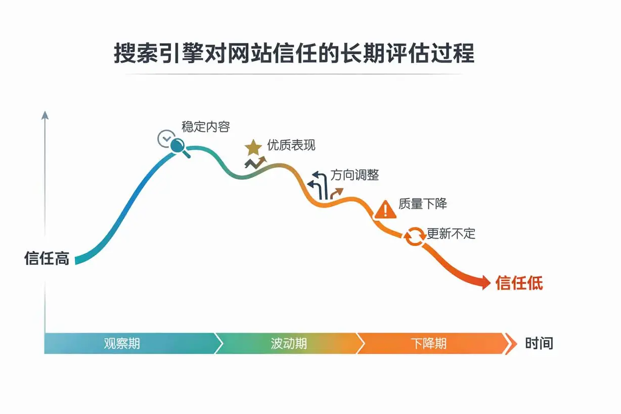 搜索引擎对网站信任的长期评估过程