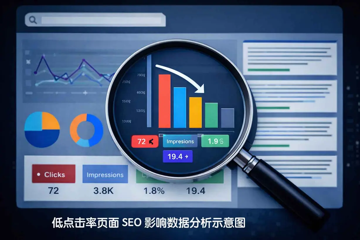 低点击率页面 SEO 影响数据分析示意图