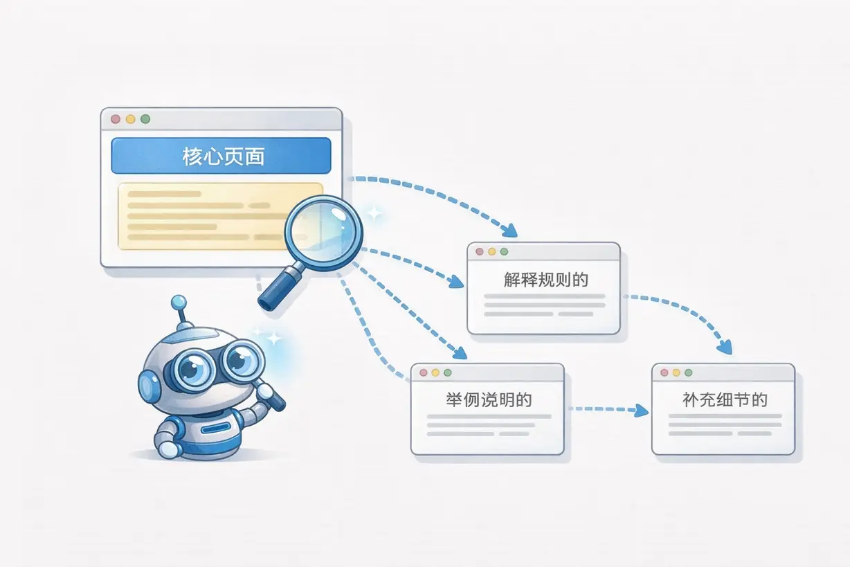 内链关系示意图:不同页面在主题中的功能分工