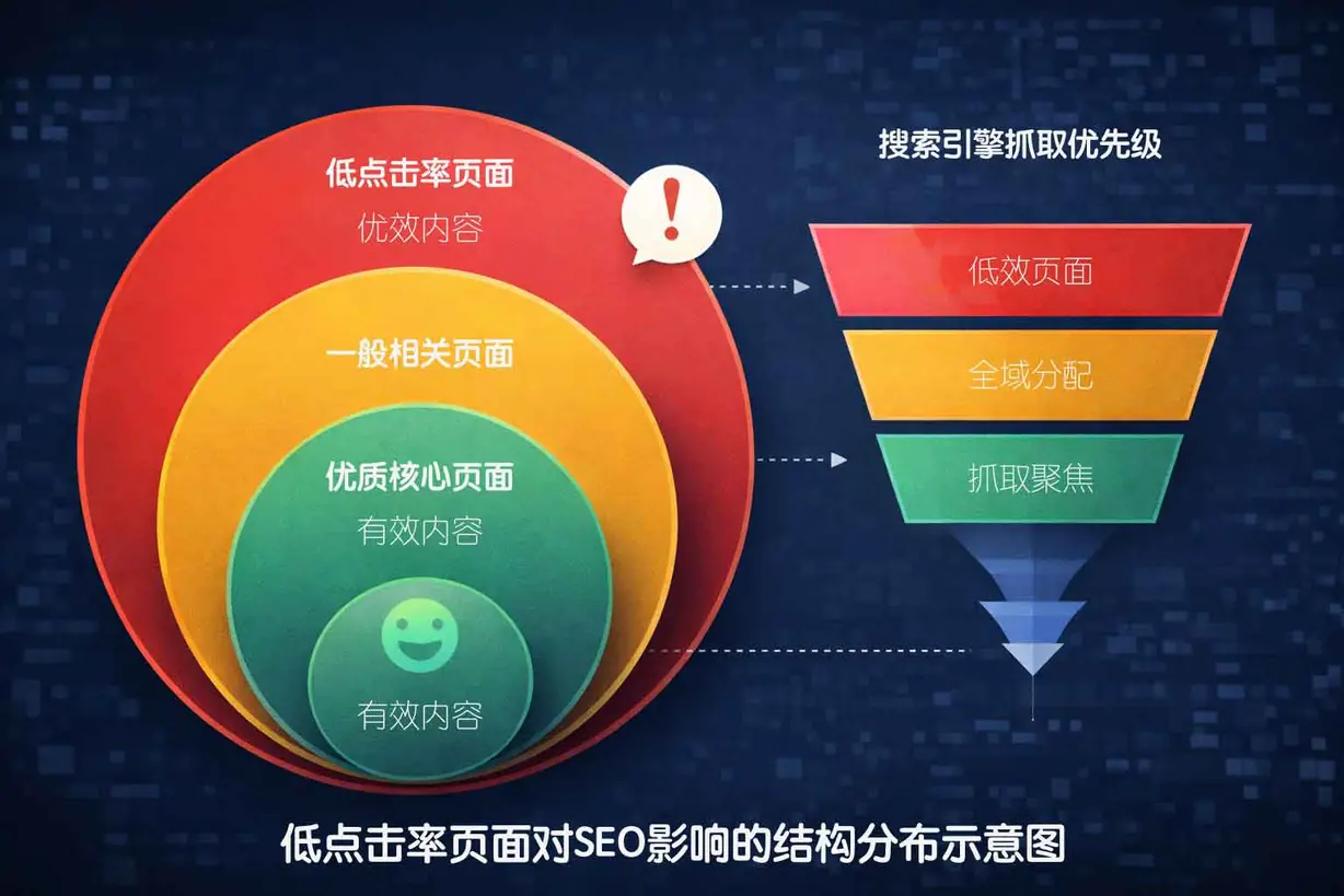 低点击率页面 SEO 影响结构分布图