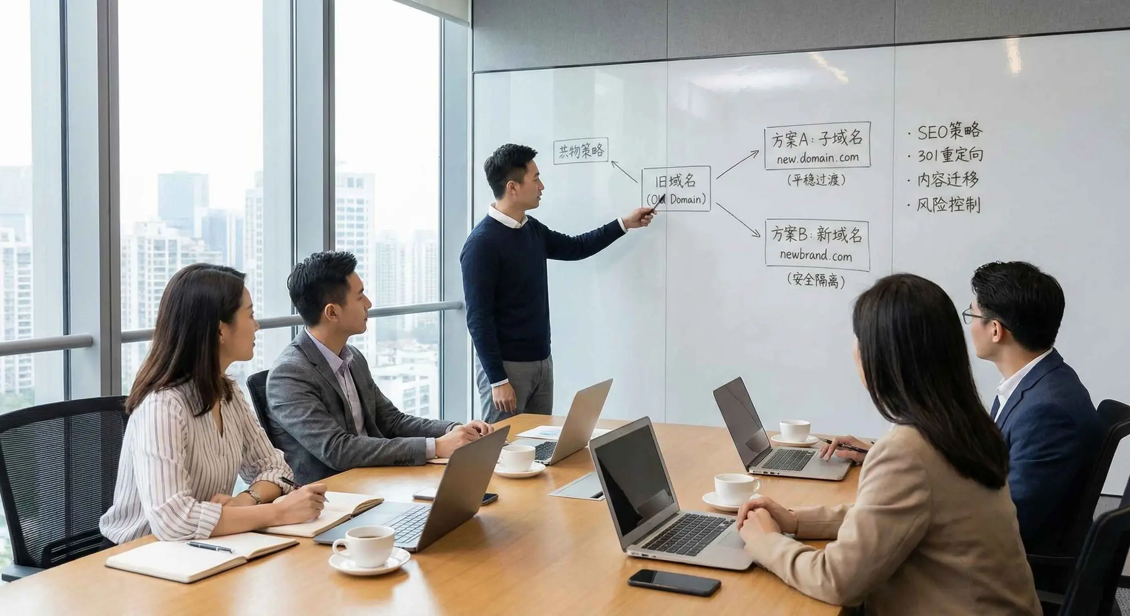 网站业务转型时的SEO过渡策略规划示意图
