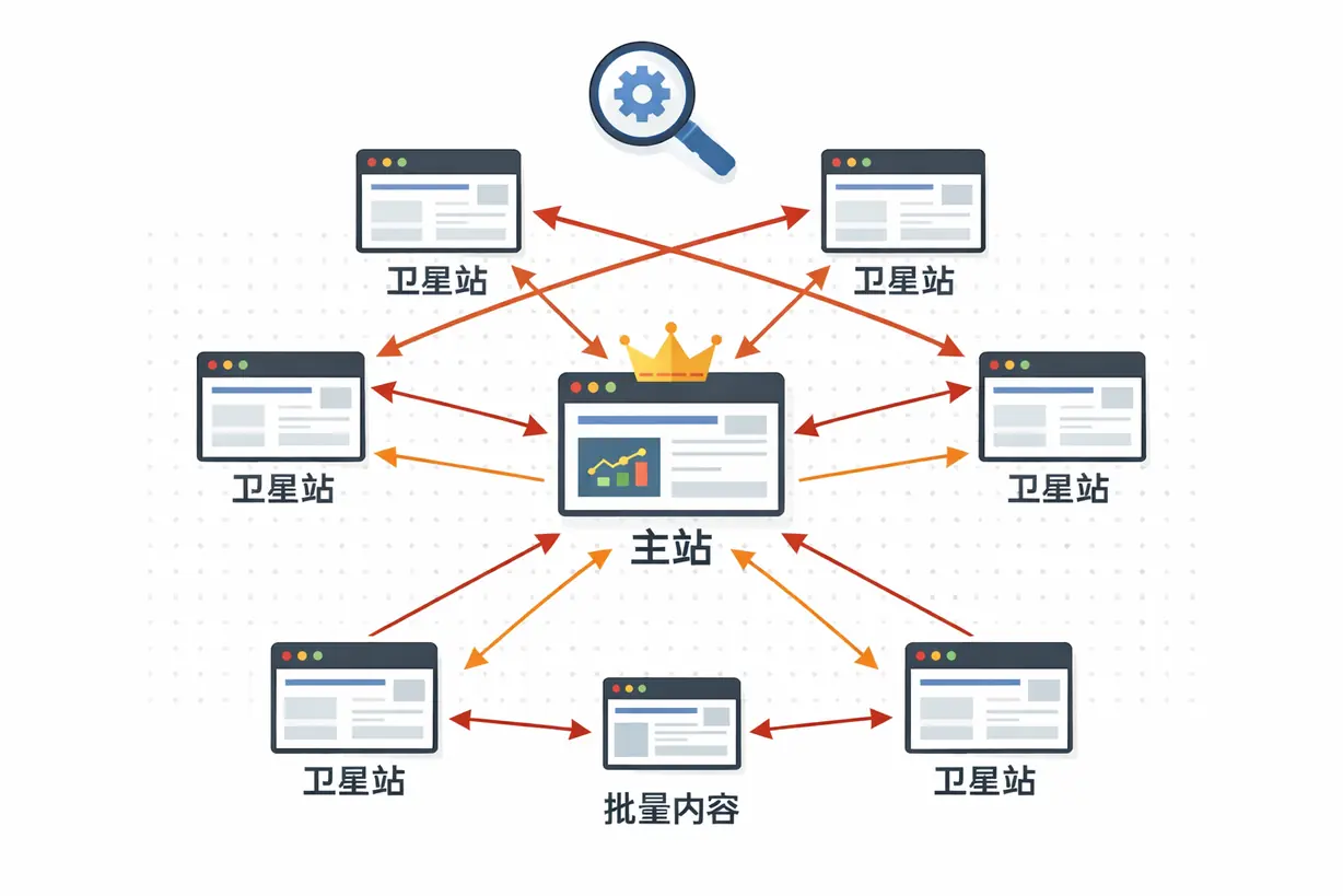 站群外链关系网络示意图