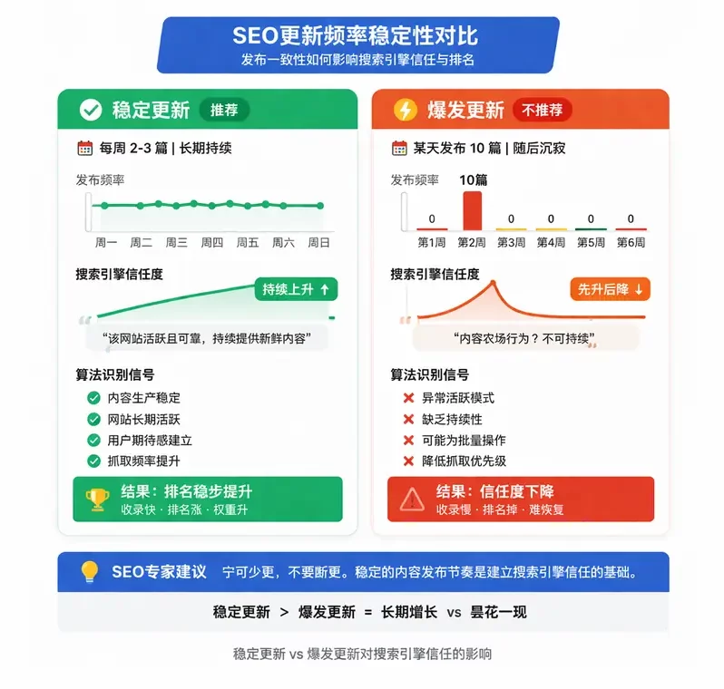 SEO更新频率稳定性对比图