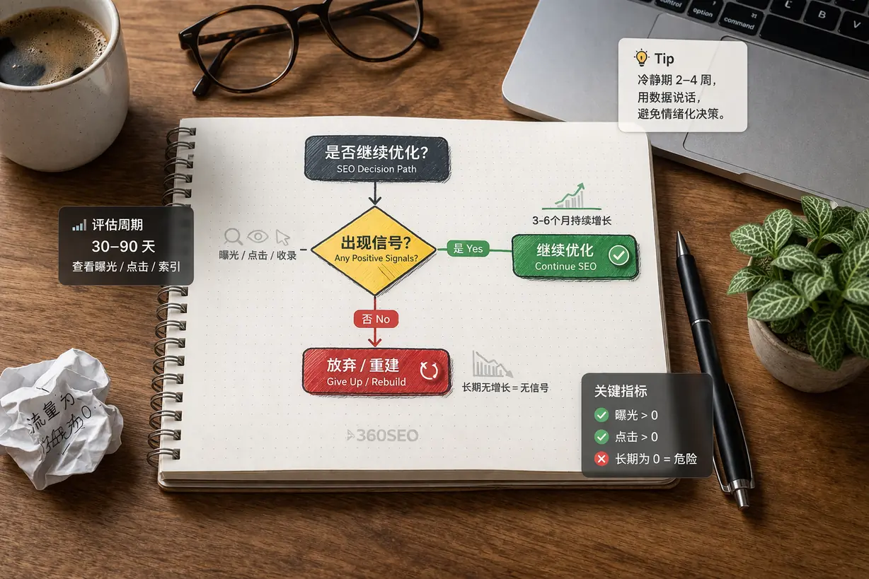 SEO决策路径图继续优化还是放弃重建