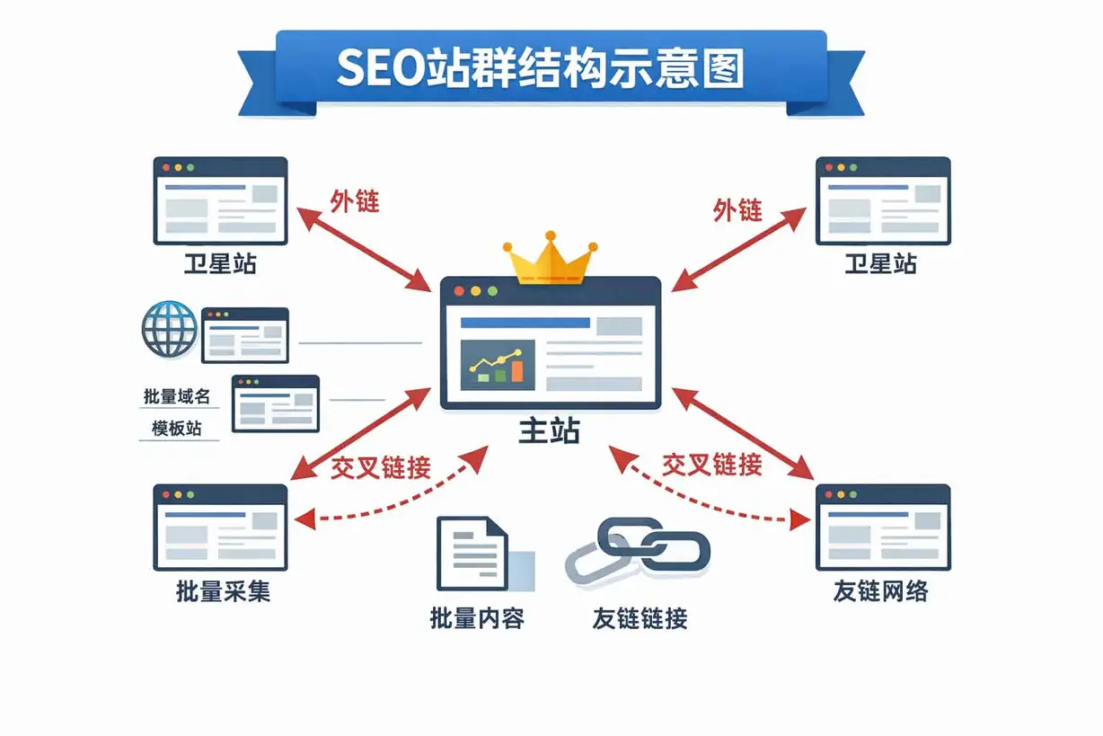 SEO站群结构示意图