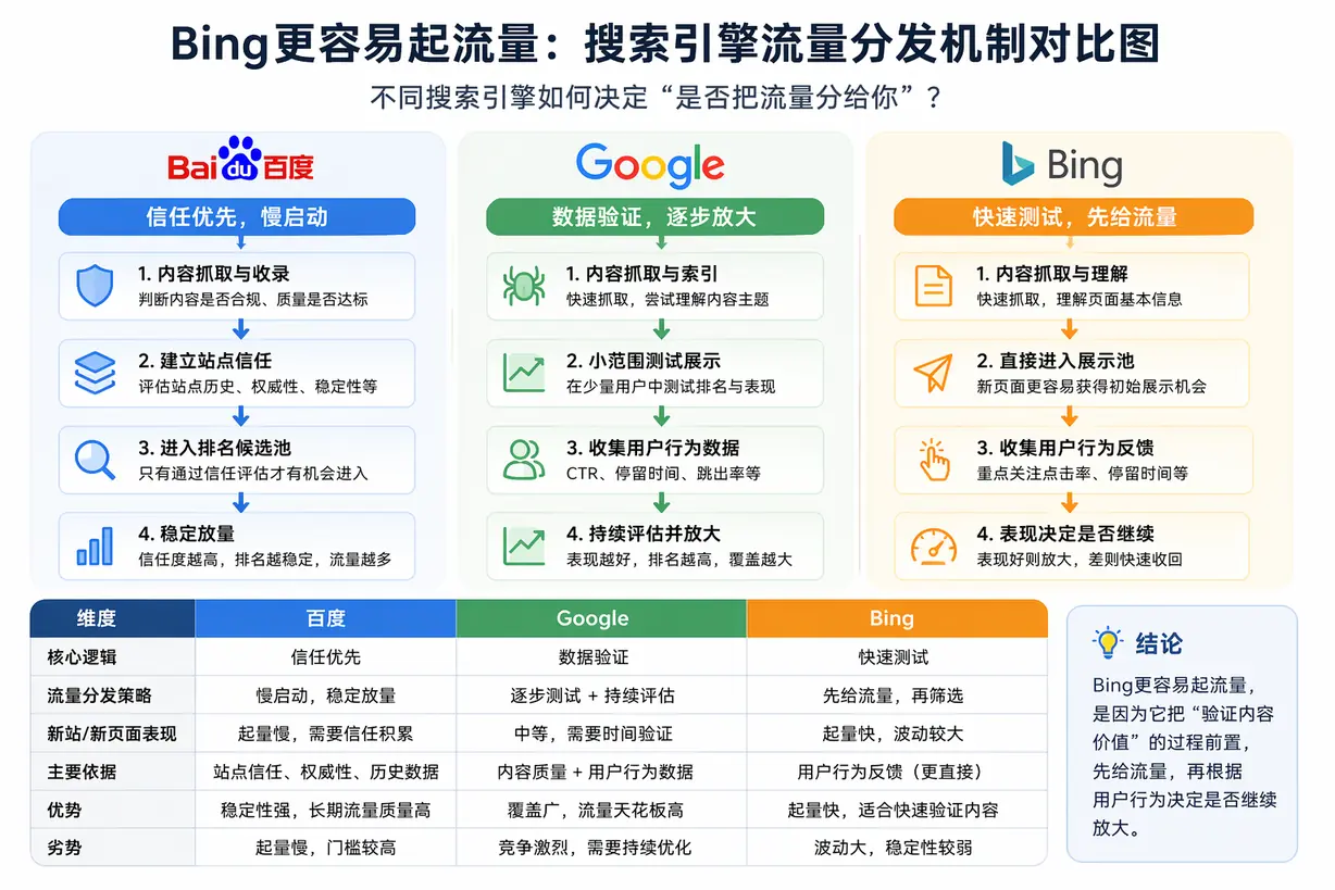 Bing更容易起流量